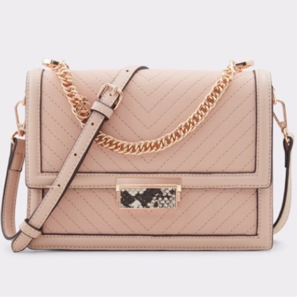 Blush & Rose gold convertible Crossbody Bag with adjustable strap from Aldo.